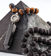 mala beads, mala necklace, agarwood, tiger eye, silver